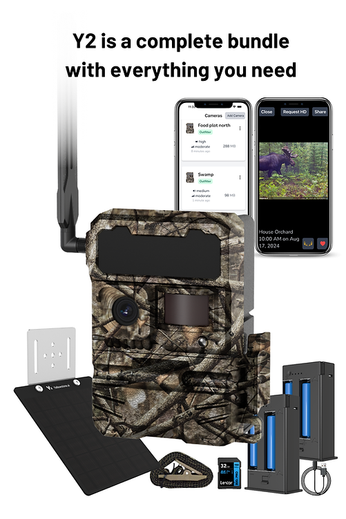 Yellowstone.ai Y2 4G Cellular Trail Camera Lithium and Solar Bundle