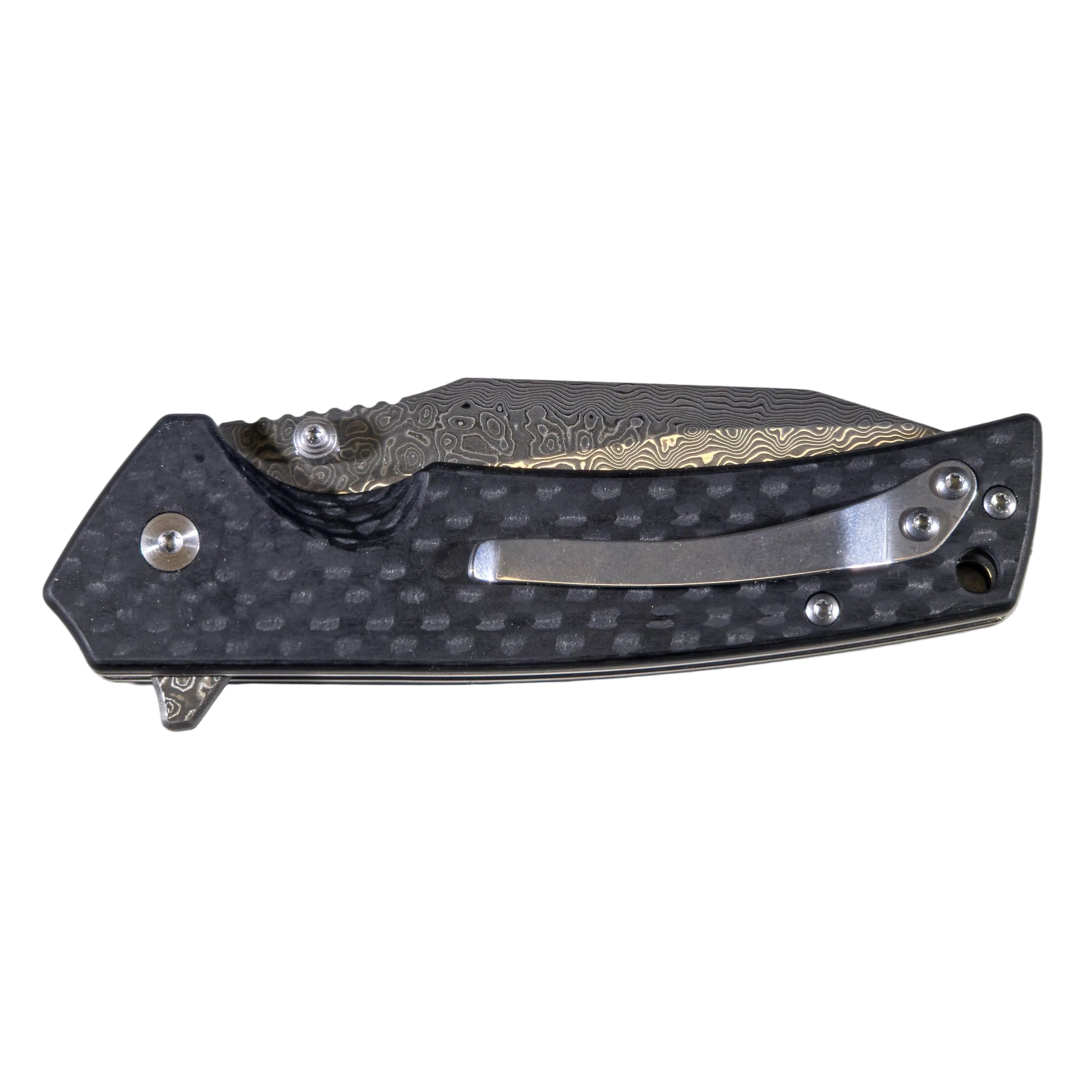 BL18-01 Button Lock Damscus Steel Flipper