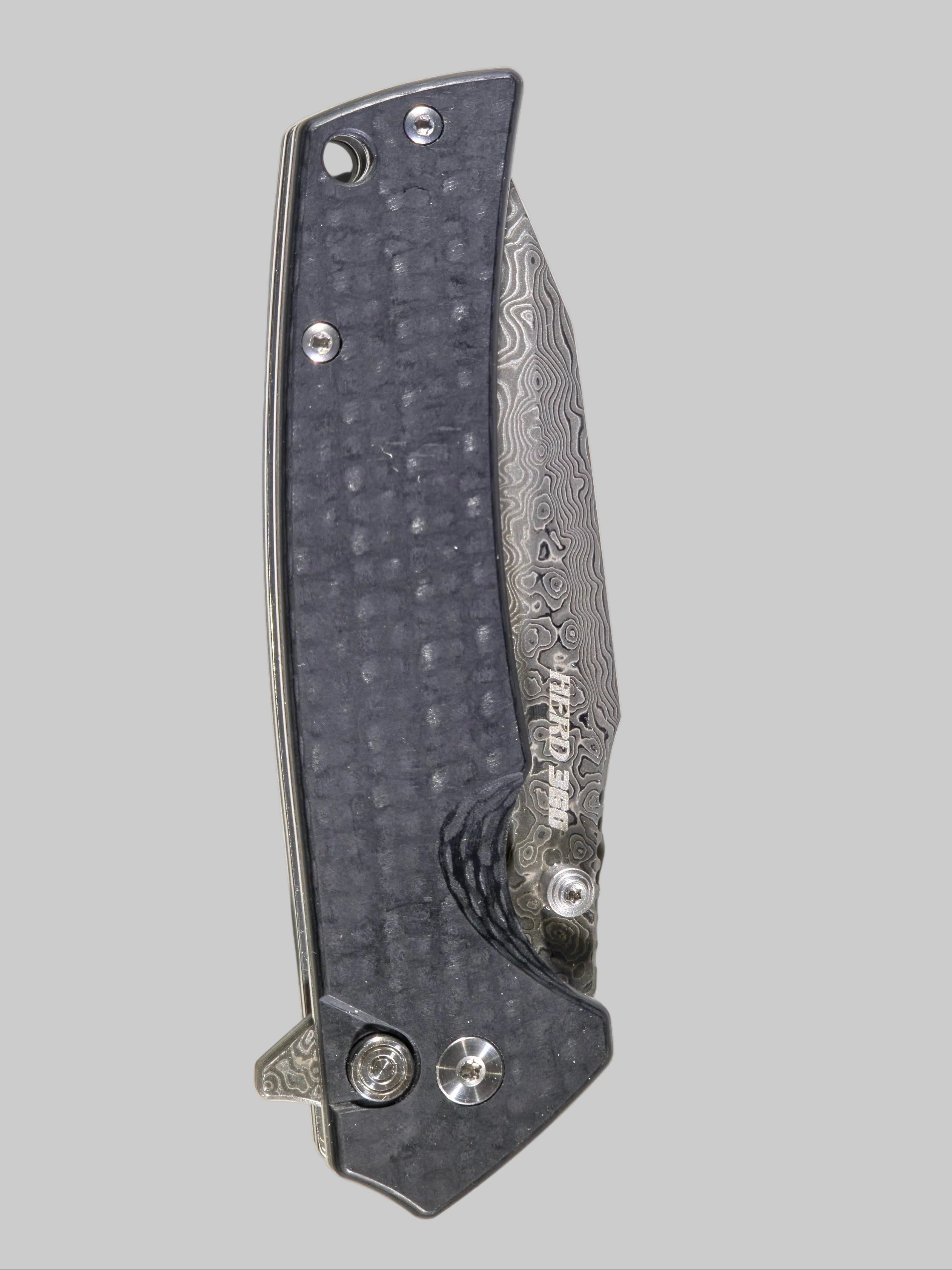 BL18-01 Button Lock Damscus Steel Flipper