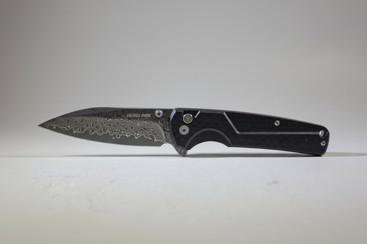 BL36-1 Button Lock Damascus Flipper