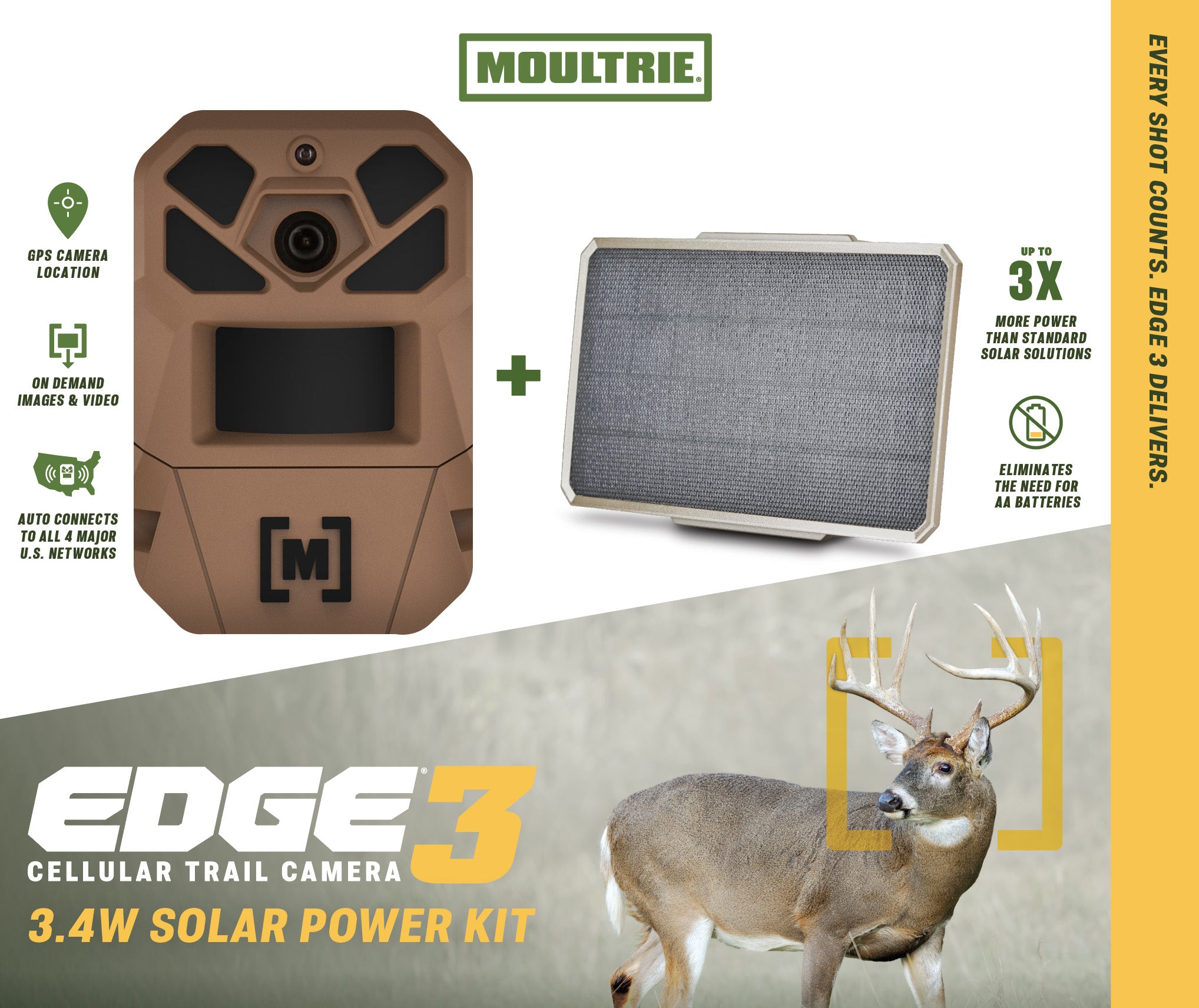 Moultrie EDGE 3 + 3.4W SOLAR POWER PACK Bundle