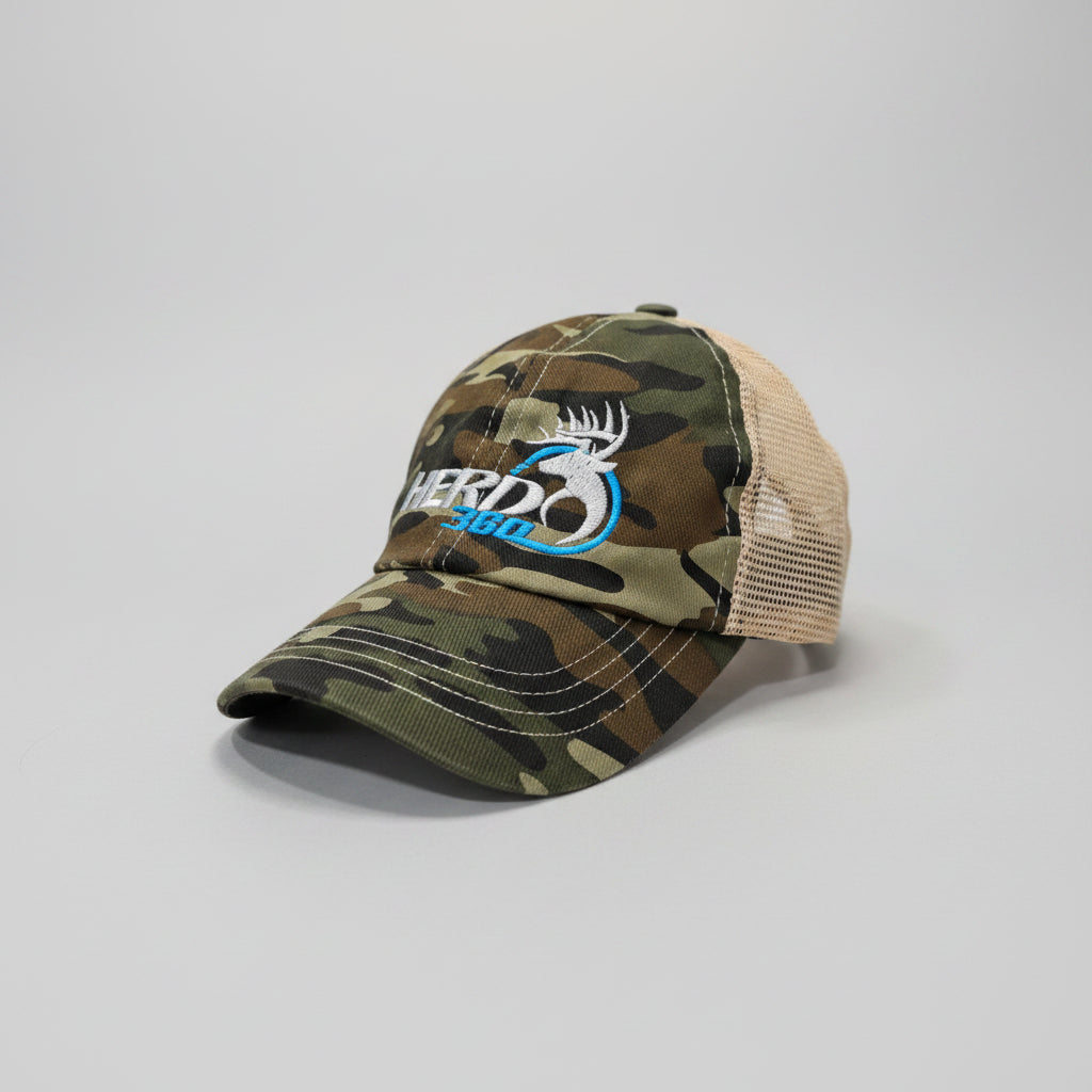 Camouflage cap with a logo