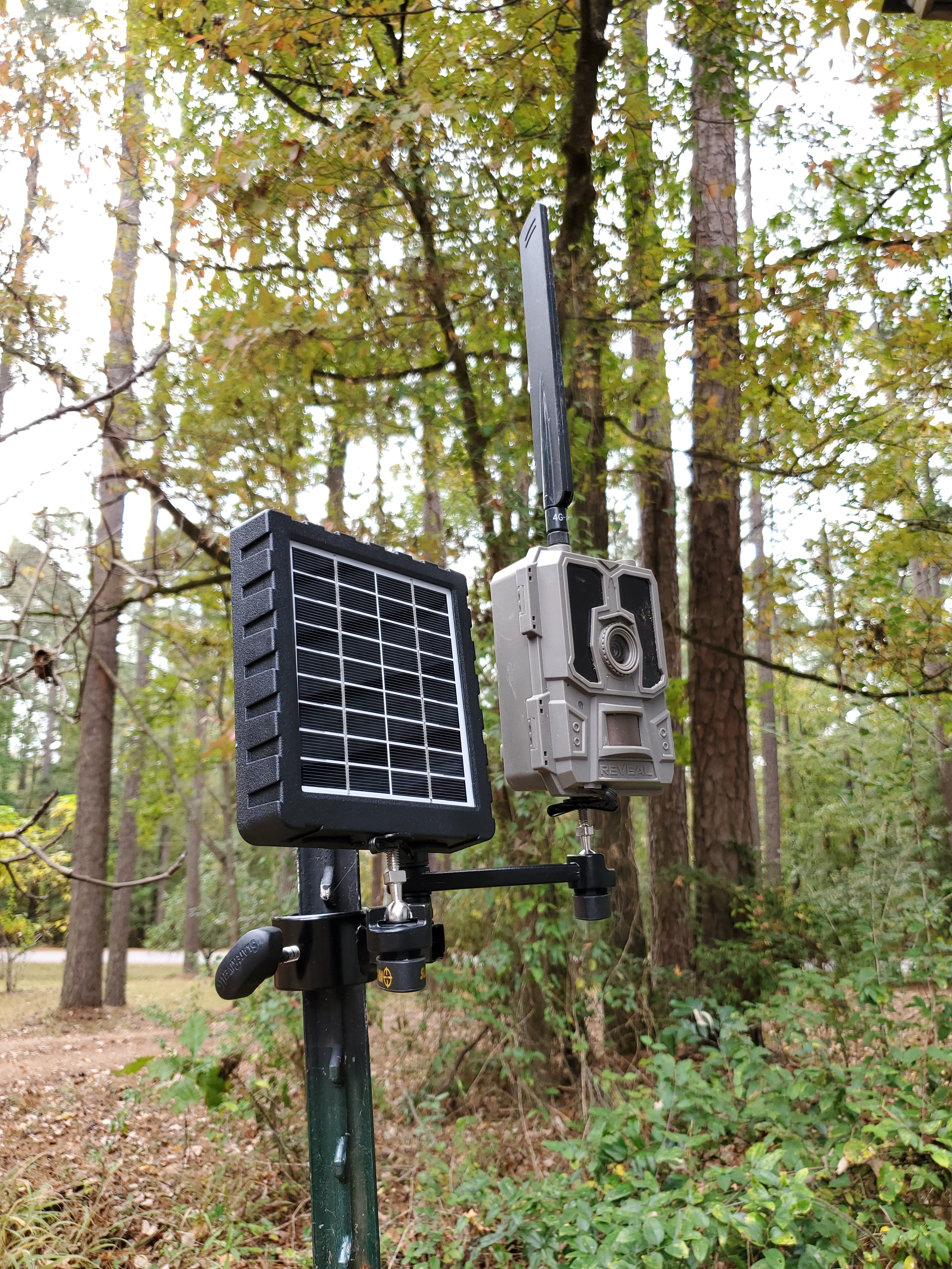 Dual Arm Trail Camera Tpost mount. Tactacam Reveal and Solar Mount