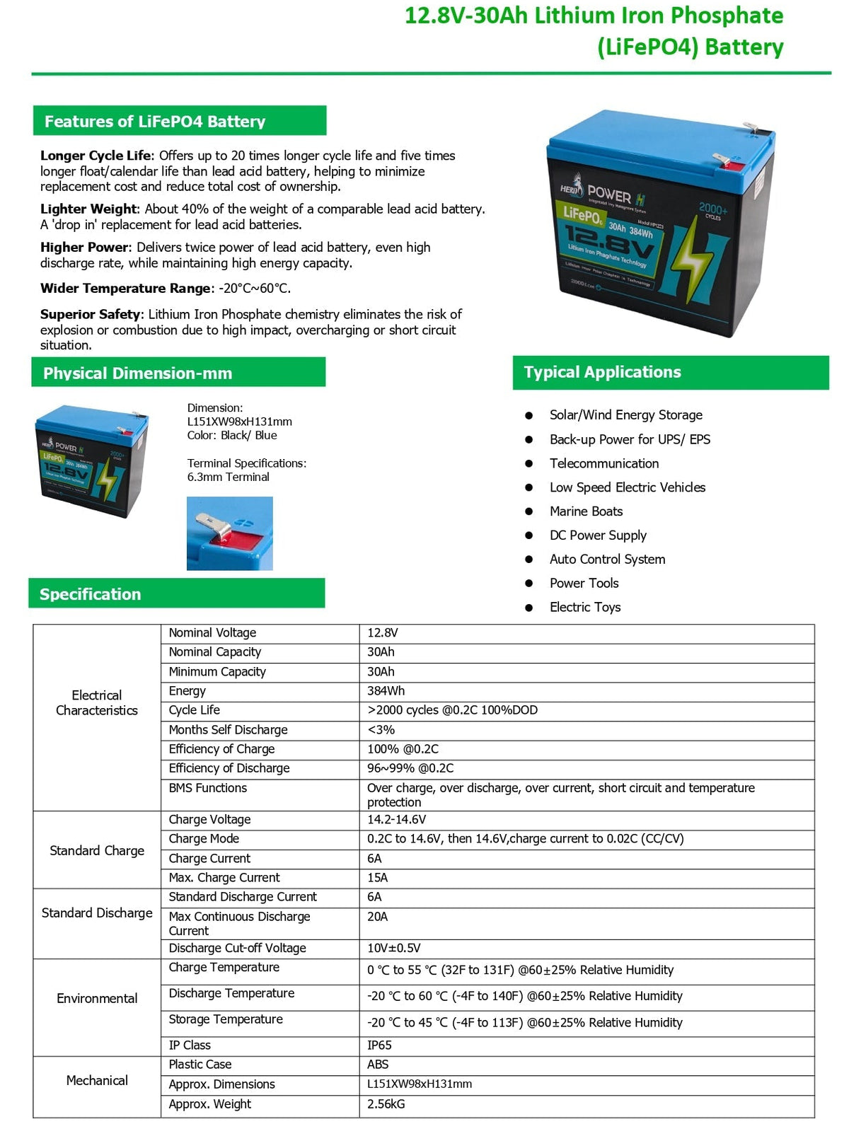 Herd 360 30ah Lithium Battery w/BMS