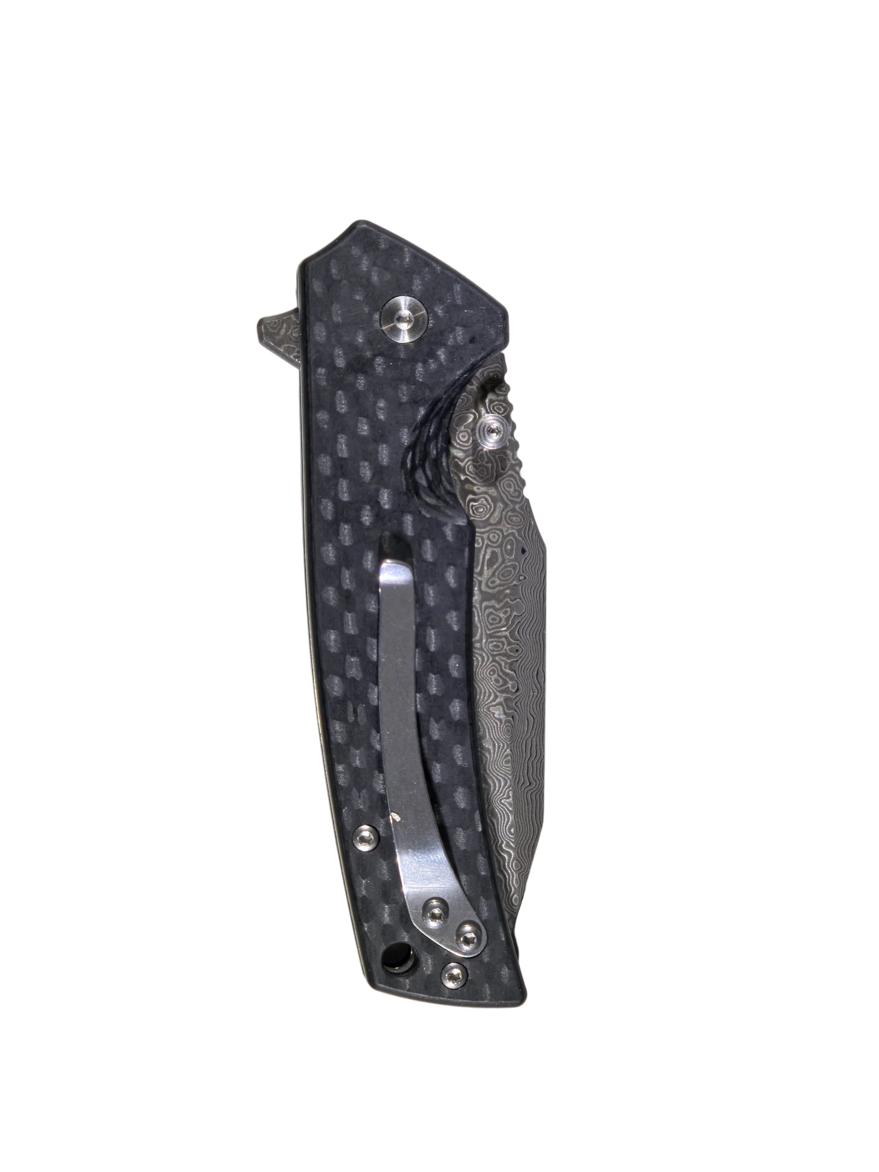 BL18-01 Button Lock Damscus Steel Flipper