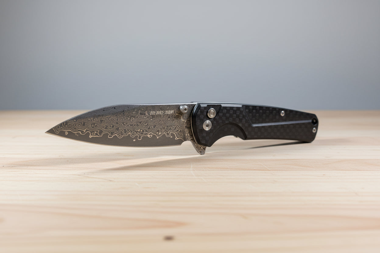 BL36-1 Button Lock Damascus Flipper
