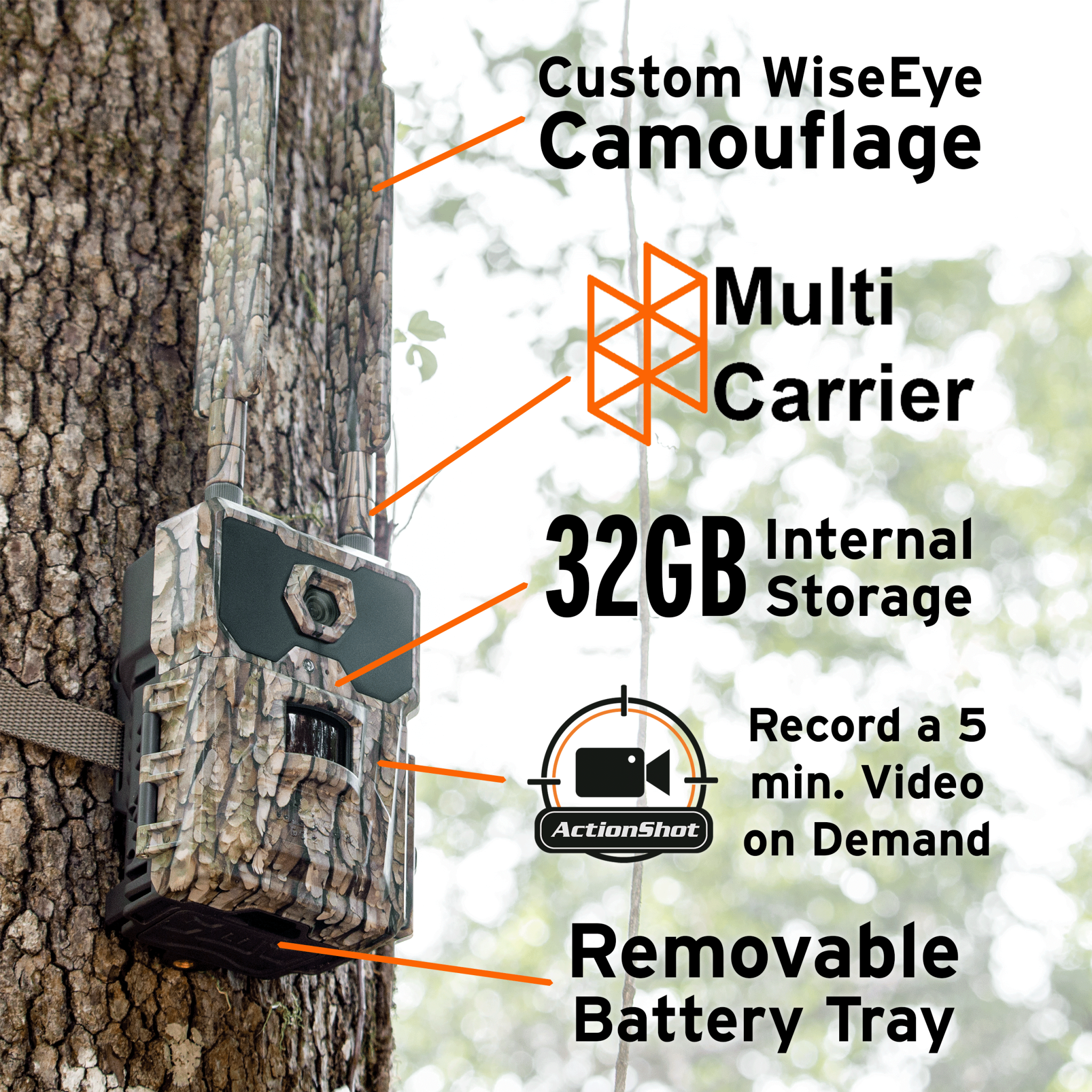 WiseEye No-Glow Data Cam 2 (DC-2) – Cellular Trail Camera With MultiCarrier Tech, HD Video, GPS, Internal Storage
