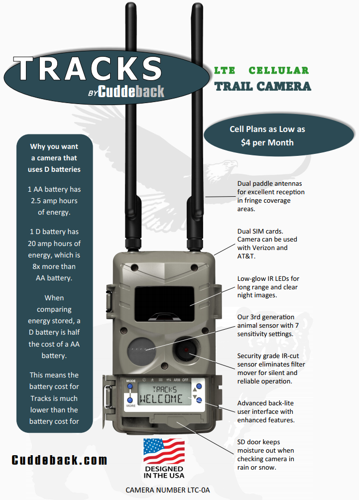 Cuddeback Tracks IR and Black Flash Cellular Trail Cameras
