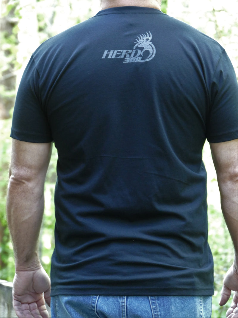 Herd 360 Tee Buck and Vertical Text Next Black Level 60/40